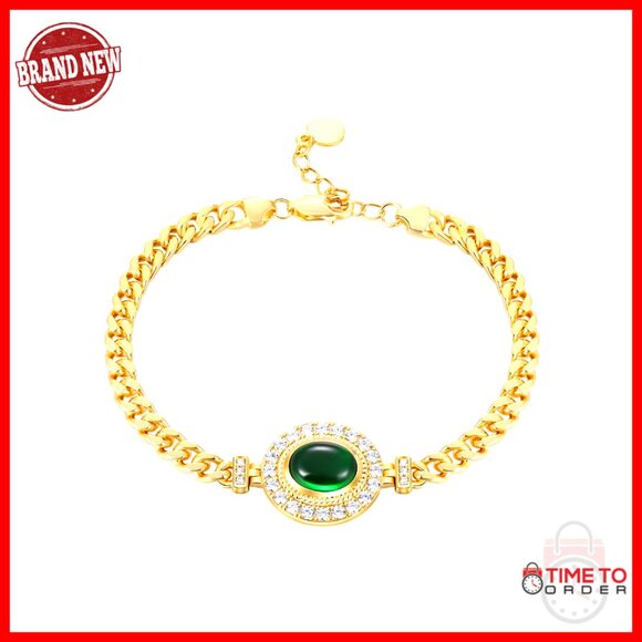 Jewelry - Sterling Silver Moissanite Bracelet with Adjustable Chain, 18cm